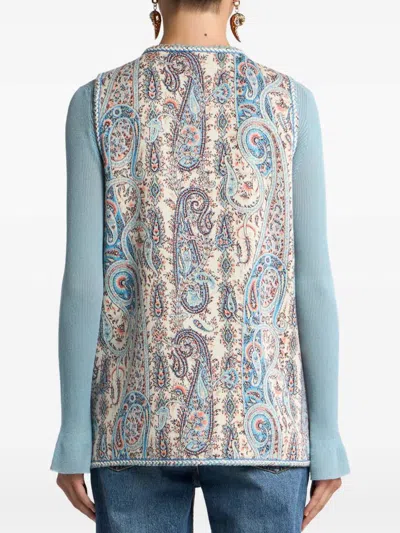 Etro Jacquard Paisley Floral Stretch Cotton Vest In Multi