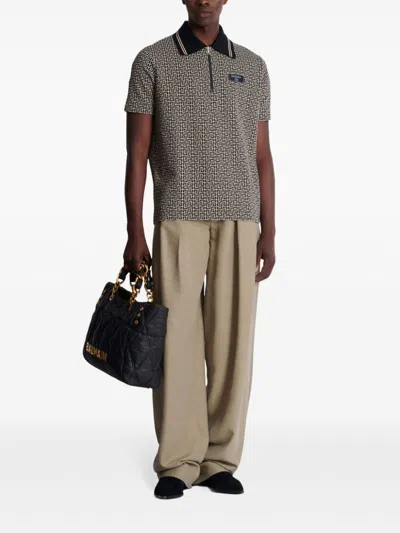 Balmain Men Labyrinth Polo Shirt With Jacquard Effect In Multi