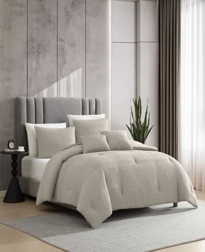 Kenneth Cole Variegated Waffle Comforter Set In Brown
