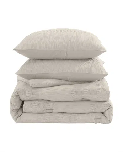 Kenneth Cole Variegated Waffle Comforter Set In Brown