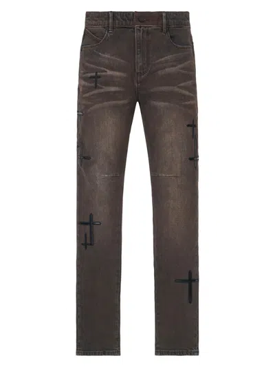 Rta Bryant Cross-patch Skinny Jeans In Brown