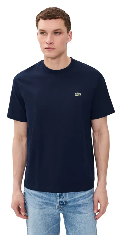 Lacoste Mens Classic Fit Cotton Jersey T-shirt In Blue