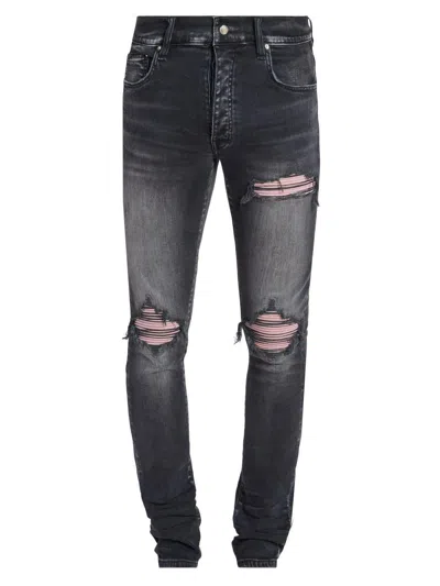 Amiri Straight Denim Jeans Belt Loops Five Pockets In Black