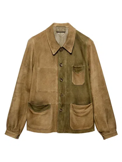 Prada Suede Blouson Jacket In Multi