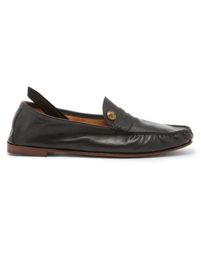 Versace Black Guanto Loafers In Calf Leather In Brown