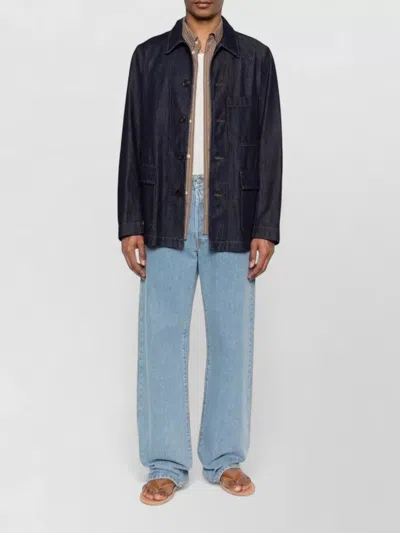 Dries Van Noten Braxton Denim Jacket Collared Front Pockets In Blue