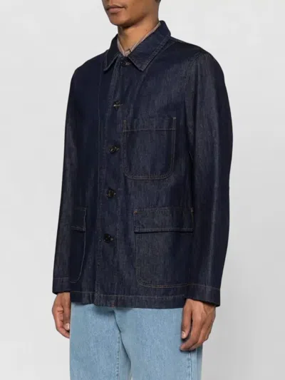Dries Van Noten Braxton Denim Jacket Collared Front Pockets In Blue