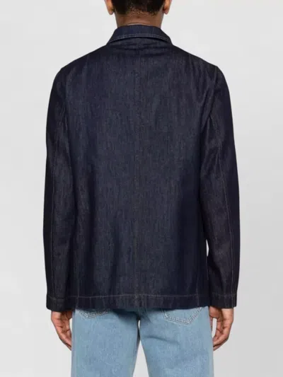 Dries Van Noten Braxton Denim Jacket Collared Front Pockets In Blue