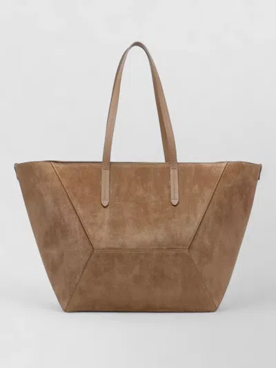 Brunello Cucinelli Leather Tote Bag Rectangular Shape Suede