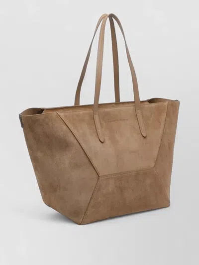 Brunello Cucinelli Leather Tote Bag Rectangular Shape Suede
