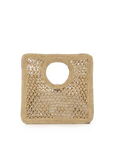 Jacquemus Small The Spiaggia Circular-handle Crochet Tote Bag In Sand