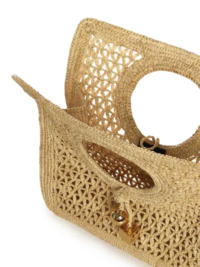 Jacquemus Small The Spiaggia Circular-handle Crochet Tote Bag In Sand
