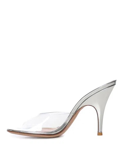 Gianvito Rossi Sofia Metallic Transparent-strap Mules In Silver