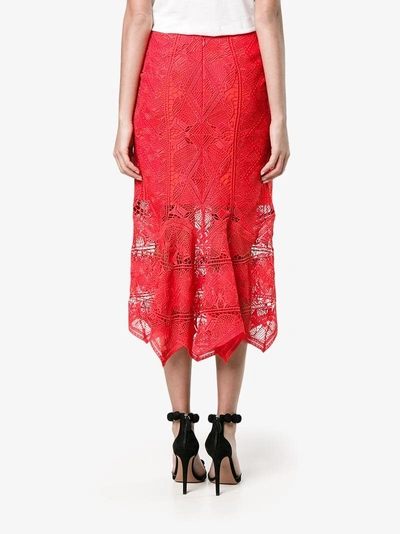 Shop Jonathan Simkhai Lace Mid-length Skirt In Red