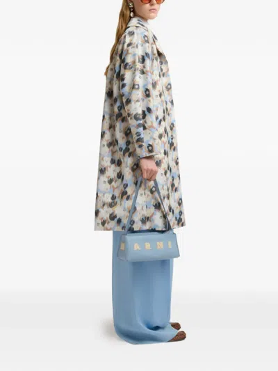 Marni Rectangular Light Blue Leather Museo Baguette Bag In Blue