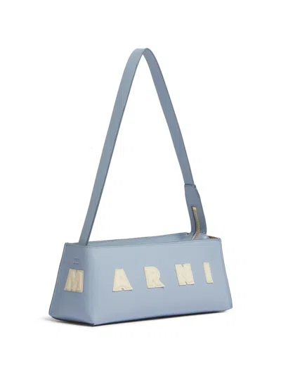 Marni Rectangular Light Blue Leather Museo Baguette Bag In Blue