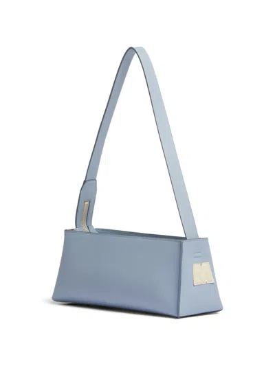 Marni Rectangular Light Blue Leather Museo Baguette Bag In Blue