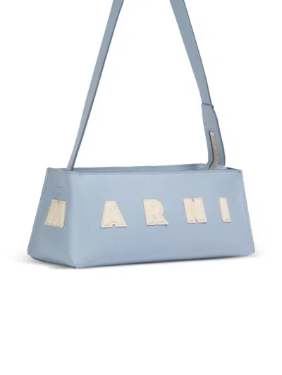 Marni Rectangular Light Blue Leather Museo Baguette Bag In Blue