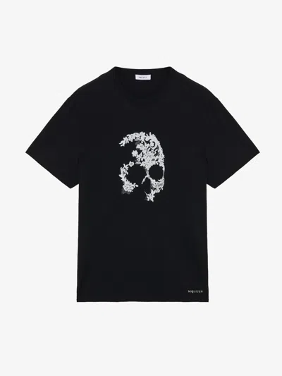 Alexander Mcqueen Crew Neck Graphic Print Short Sleeve T Shirt In Black