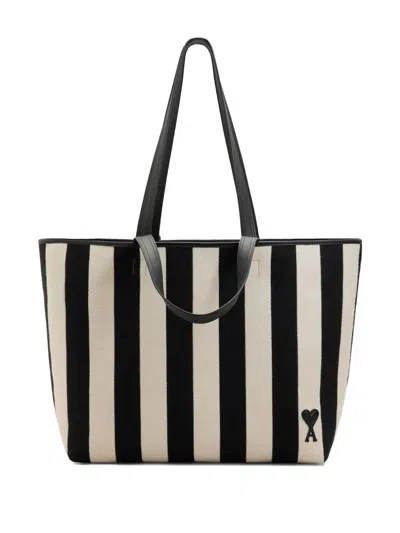 Ami Alexandre Mattiussi Ami Paris Ami De Coeur Medium Black Cotton Polyester Polyurethane Shoulder Bag In Multi