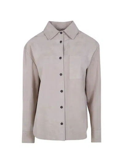 Drhope Classic Suede Overshirt In Neutral