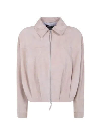 Drhope Suede Bomber Jacket In Neutral