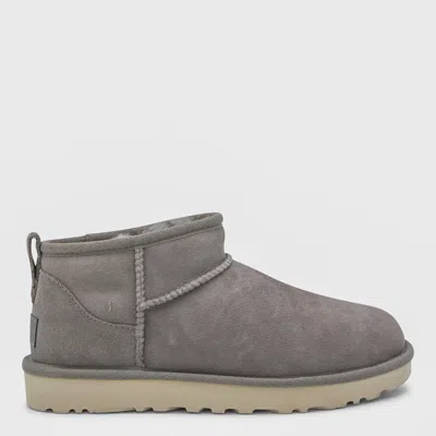 Ugg Asymmetrical Collar Twinface Low Boots With Eva Sole In Gray