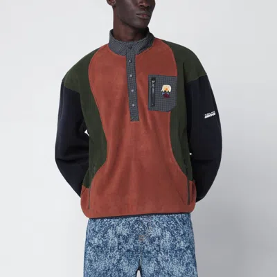 Brain Dead Contrasting-panel Button-placket Sweatshirt In Multi