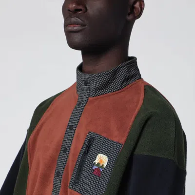 Brain Dead Contrasting-panel Button-placket Sweatshirt In Multi