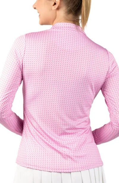 Tailorbyrd Tees Print Performance Quarter Zip Pullover In Pink