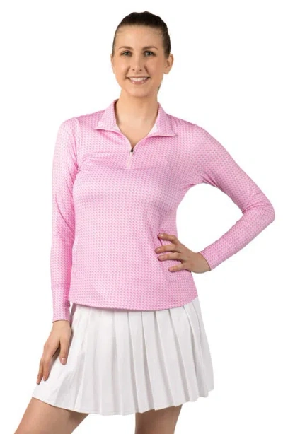 Tailorbyrd Tees Print Performance Quarter Zip Pullover In Pink