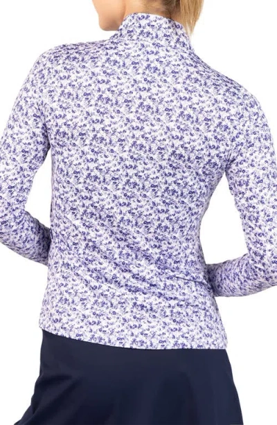 Tailorbyrd Ditsy Quarter Zip Pullover In Blue