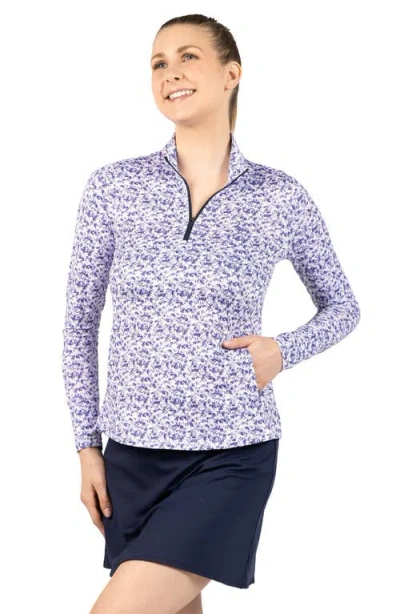 Tailorbyrd Ditsy Quarter Zip Pullover In Blue