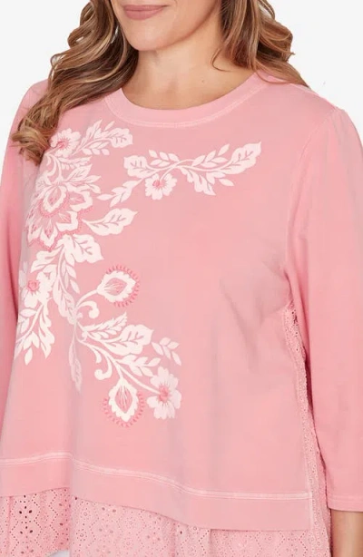 Ruby Rd. Ruby Rd French Terry Sweater In Pink