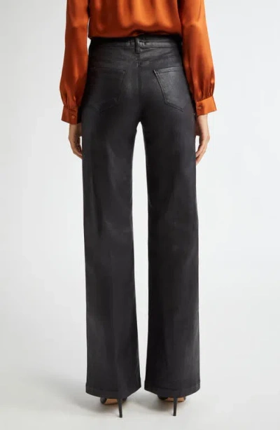 L'agence Clayton Coated Wide-leg Jeans In Noir Coated