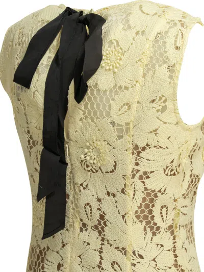 Self-portrait Midi Dress Yellow Crochet Lace With Yellow Cotton Lace For Women In Yellow