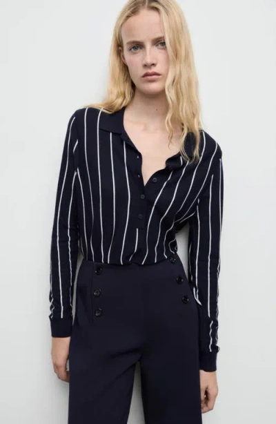 Mango Button Wide Leg Pants In Black