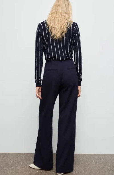 Mango Button Wide Leg Pants In Black