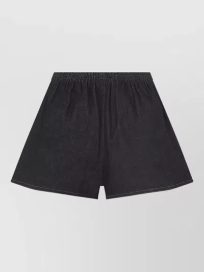 Jacquemus Amelo De-nîmes Blue Cotton Cashmere Shorts In Black