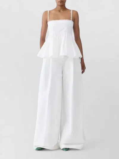 Jacquemus Top Le Haut Traversin White With V-neck And Ruffle Details In Cotton For Women In White