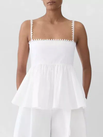 Jacquemus Top Le Haut Traversin White With V-neck And Ruffle Details In Cotton For Women In White