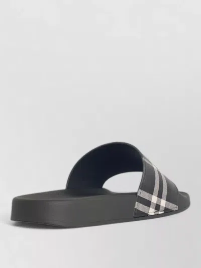 Burberry Check Pattern Polyurethane Slide Flat Sole In Gray