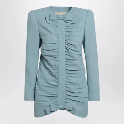 Valentino Light Blue Crispy Light Wool Jacket In Blue