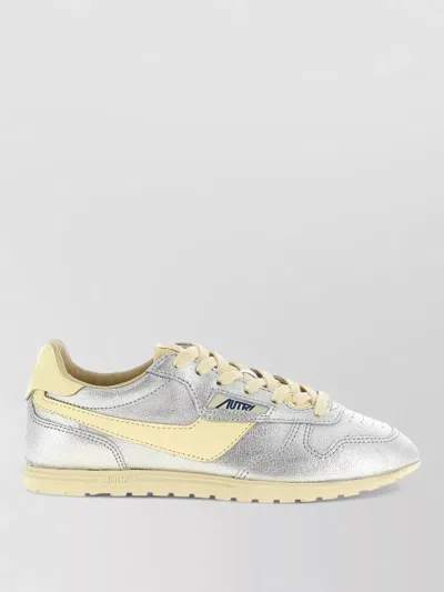 Autry Windspin Low Sneakers Perforated Contrast Panel In Silver