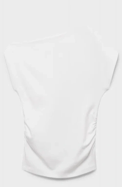 Mango Drape One-shoulder Top In White