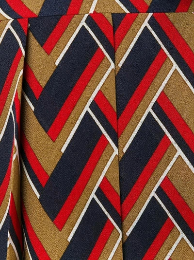 Shop Gucci Chevron Pleated Dress In Red