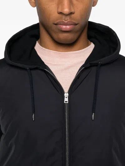 Herno Blue Jacket With Zip-up Front In Black