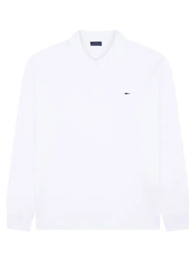 Paul & Shark Cotton Polo Shirt Long Sleeves Collar In White