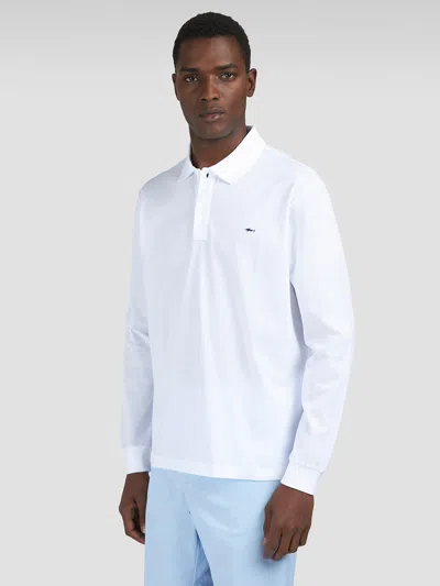 Paul & Shark Cotton Polo Shirt Long Sleeves Collar In White