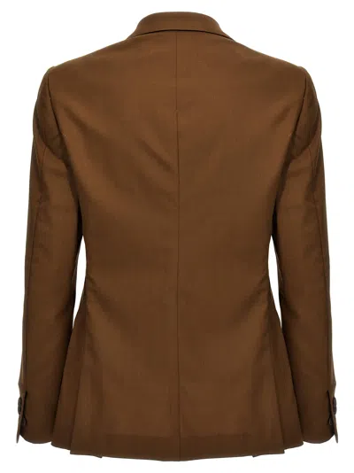 Maurizio Miri Brown Solid Notched Lapel Blazer In Brown